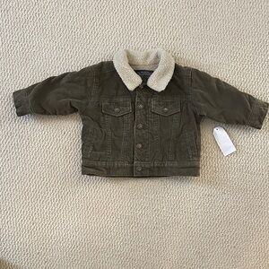 Old Navy, New w/tags infant Sherpa-Lined Olive Jacket, 6-12 month